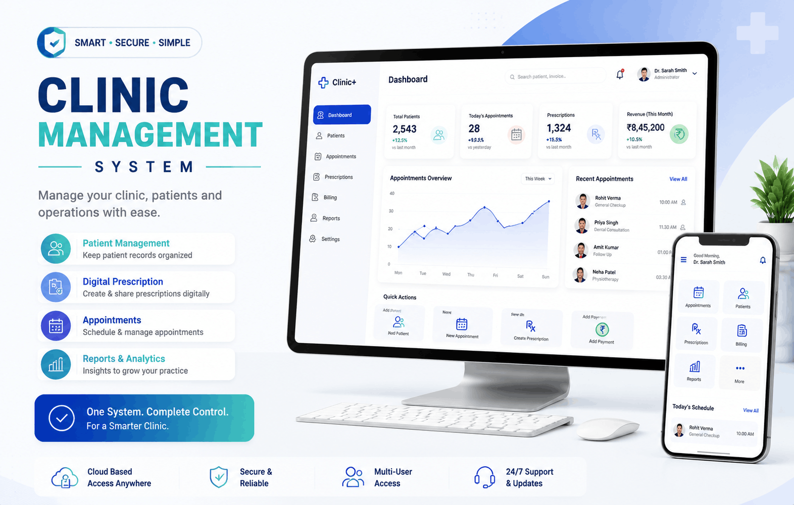 Clinic Management Software dashboard preview