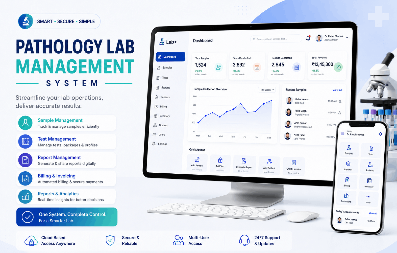 Pathology Lab Management System dashboard preview